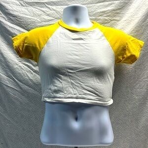 ASOS petite size6 yellow white crop top